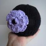 Baby Black Knit Beanie Hat ..